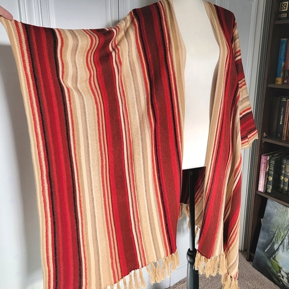 Lauren RL Open Front Oversized Cotton-Linen Blend Cardigan Poncho Wrap - Picture 3 of 11